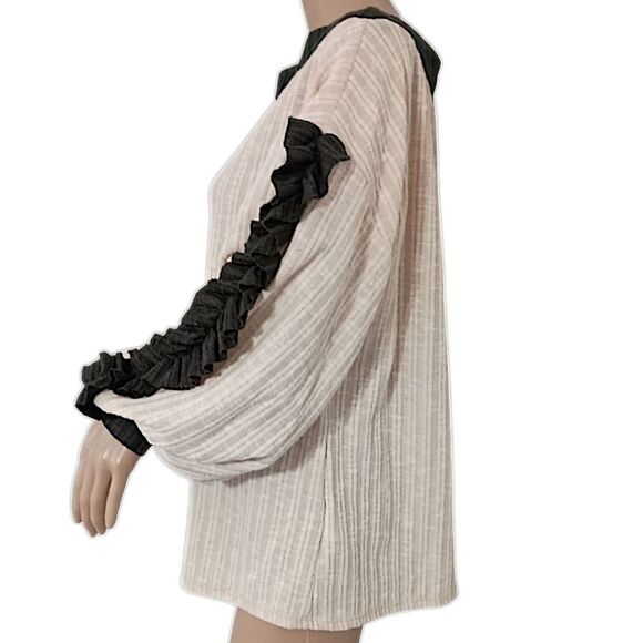 Blue Buttercup Oversized Chenille Top S Relaxed Coquette Romantic Balloon Sleeve - Picture 6 of 16